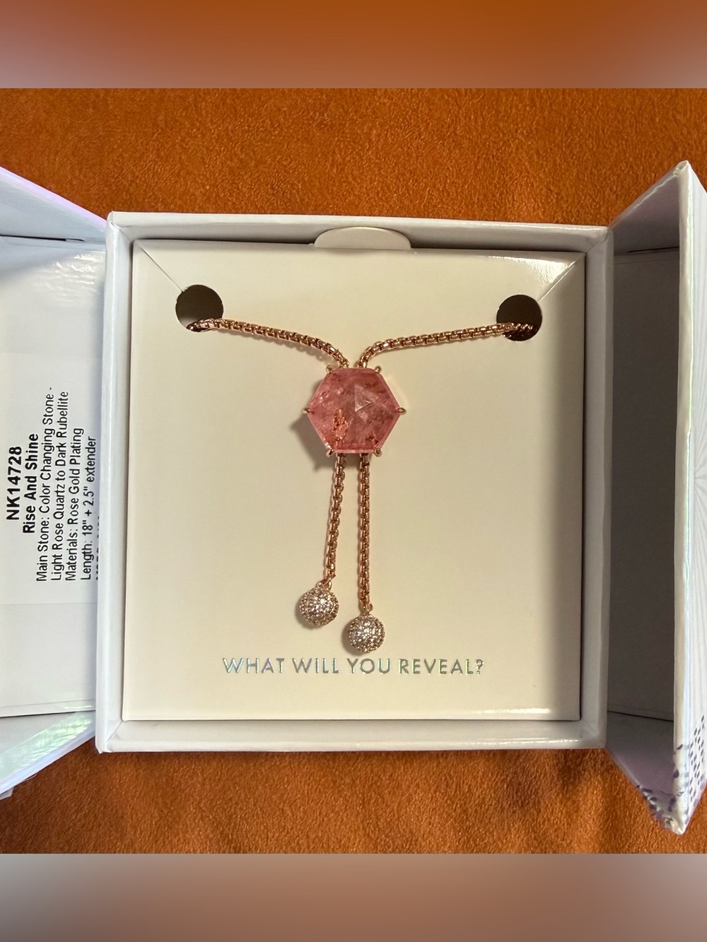 Bomb Party MHA NK14728 “Rise And Shine” Bolo Necklace Rose Gold Color Changing